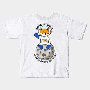 Akita in space loyalty among the stars Kids T-Shirt